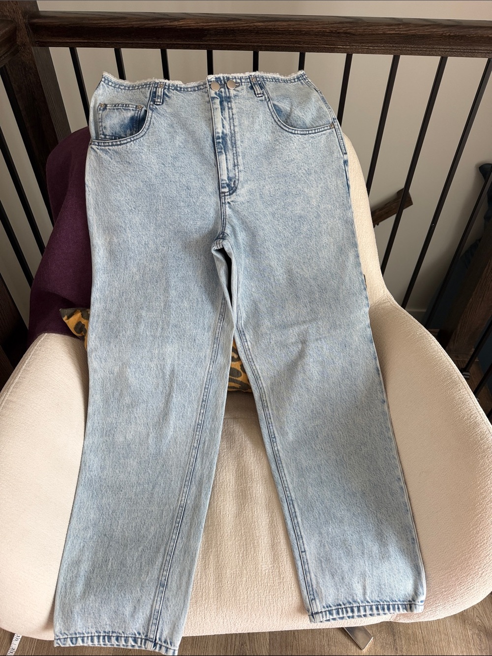 Tibi Light Acid Wash Blue Straight Leg Jeans